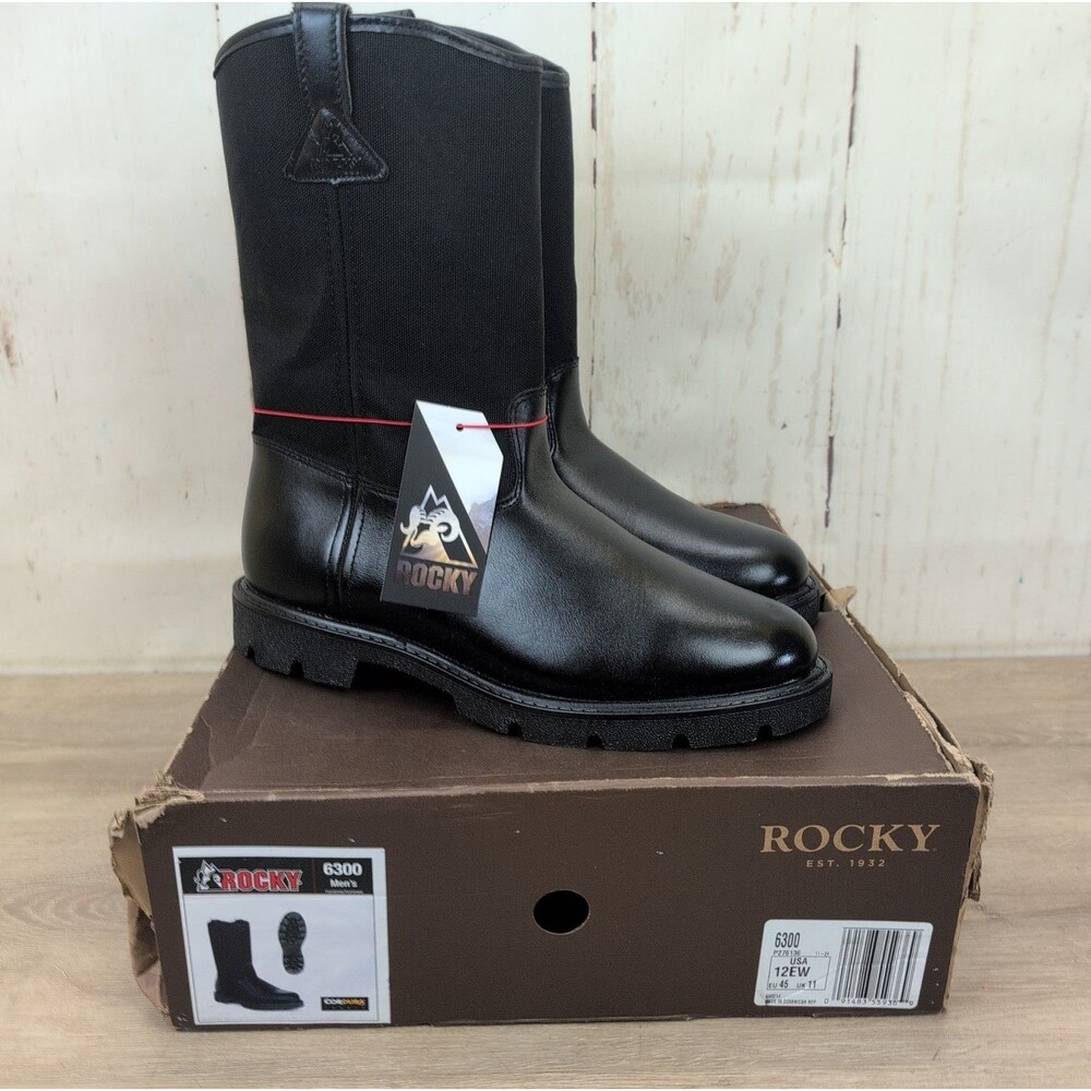 ROCKY WARDEN PULL-ON WELLINGTON PUBLIC SERVICE BOOTS 6300 Men's Size 12 EW New